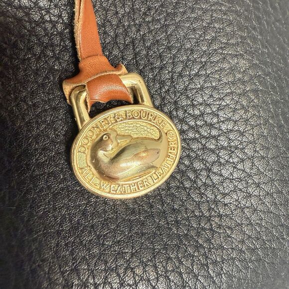 Dooney & Bourke Vintage AWL Satchel Black Pebble Brown Trim Model A5 085771 -GUC - Picture 8 of 16